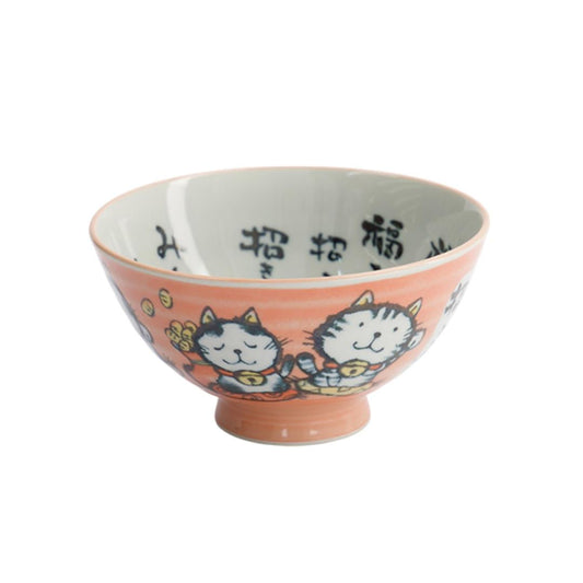Tokyo Design Studio Ceramic Lucky Cat Rice Bowl (Tayo Pink)