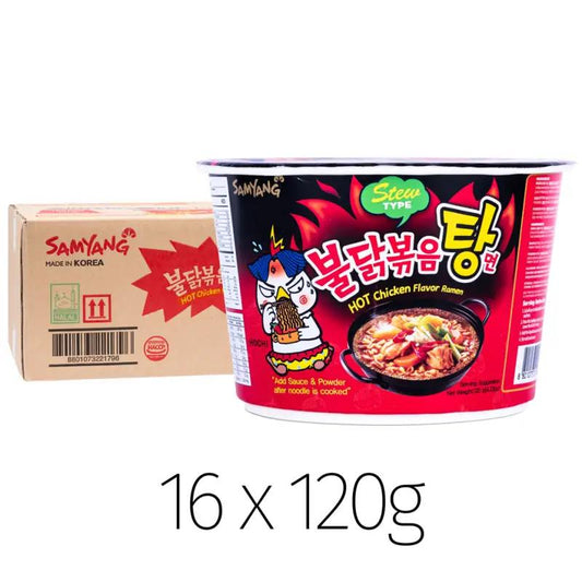 Samyang Buldak Hot Chicken Flavour Ramen Big Bowl (Stew Type) (16 pcs)