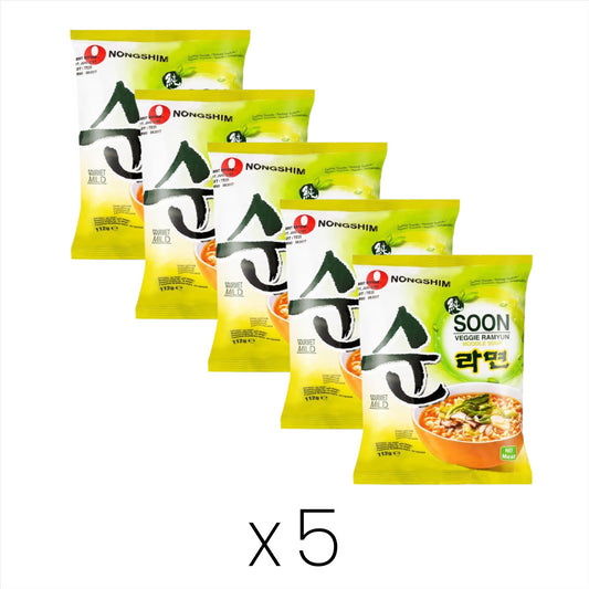 Nongshim Soon Veggie Ramyun Noodle 순라면 (Bundle of 5)