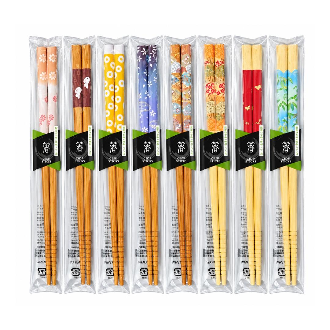 Ishida Japanese Bamboo Chopsticks イシダ 滑り止め竹箸アソート (22.5 cm) (Random Design)