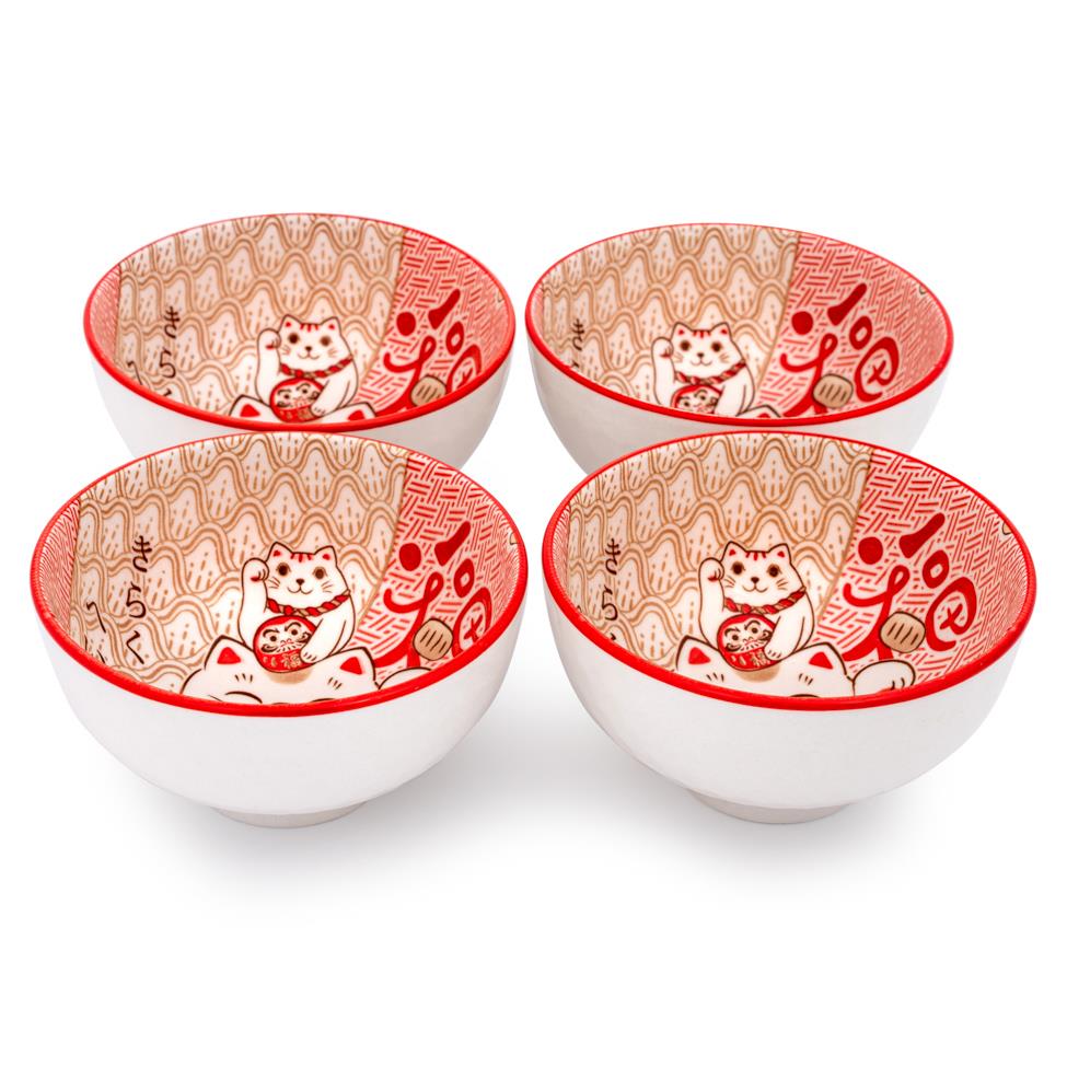 Volaler Lucky Cat Rice Bowl (4 pcs) 招福元寶貓 陶瓷碗 (4件)