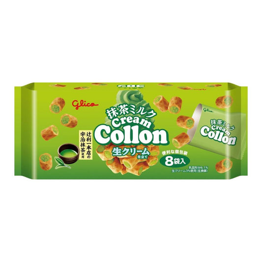 Glico Cream Collon Wafer Roll (Matcha Flavour) 固力果抹茶牛奶可樂棒 (8袋入)