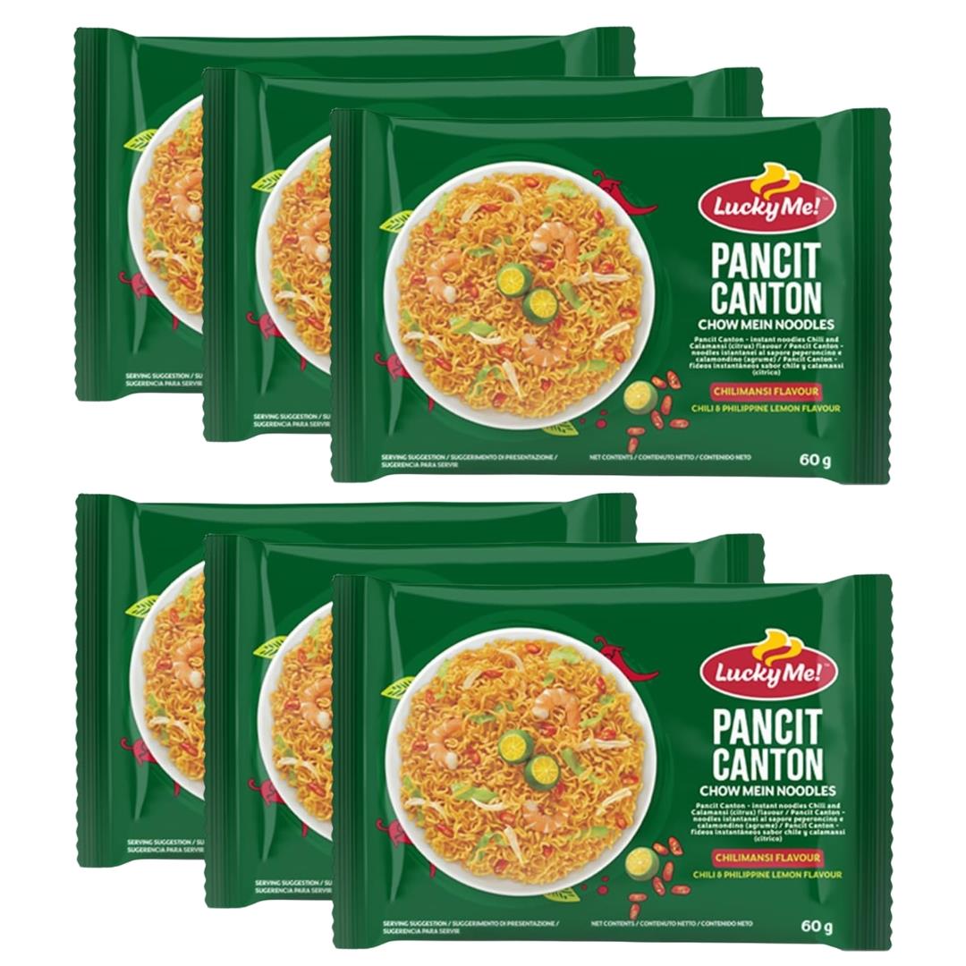 Lucky Me Pancit Canton Chow Mein Noodles (Chili Mansi Favour) (Pack of 6)