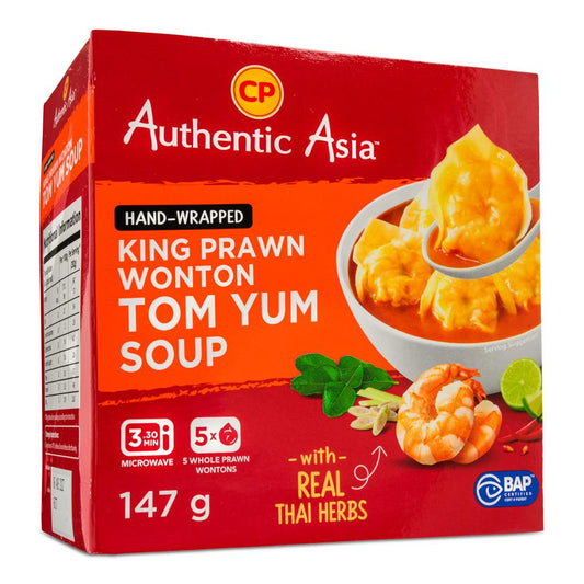Authentic Asia Hand-Wrapped King Prawn Wonton Tom Yum Soup