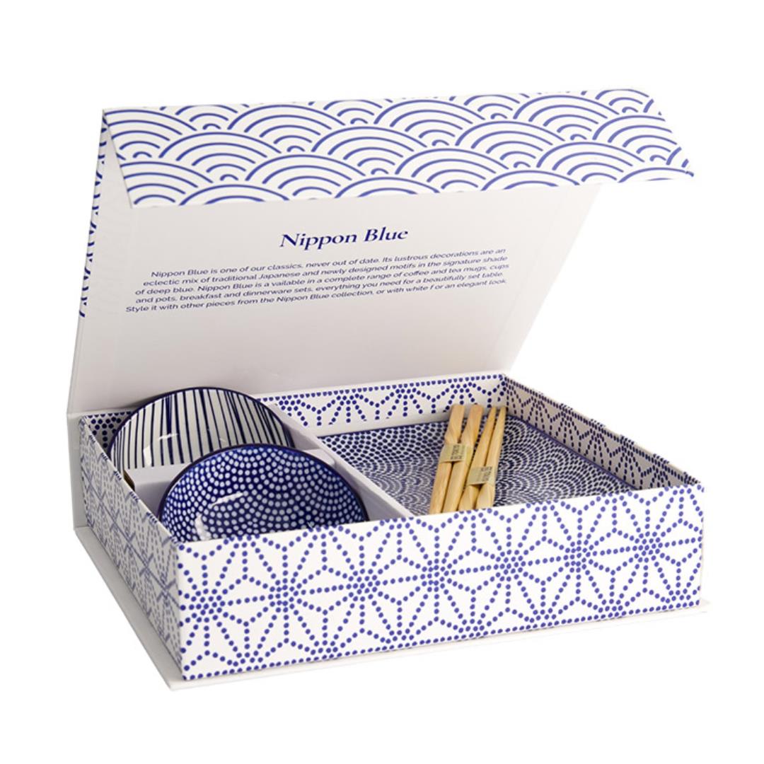 Tokyo Design Studio Nippon Blue Sushi Plate Giftbox (Set of 4)