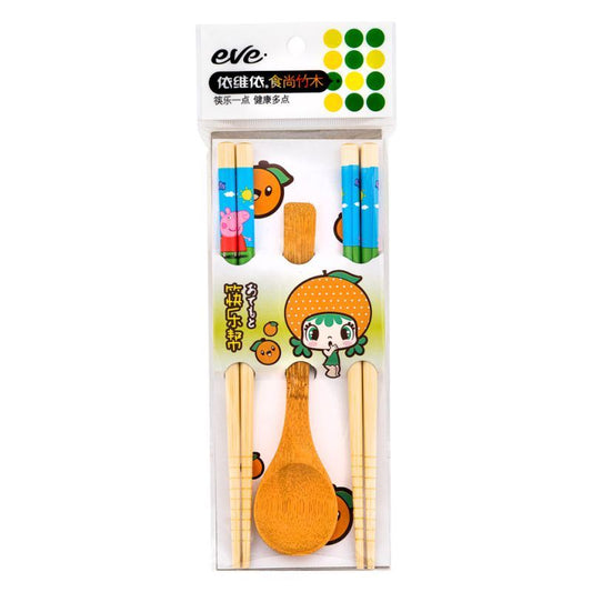 Childrens Wooden Chopsticks and Spoon