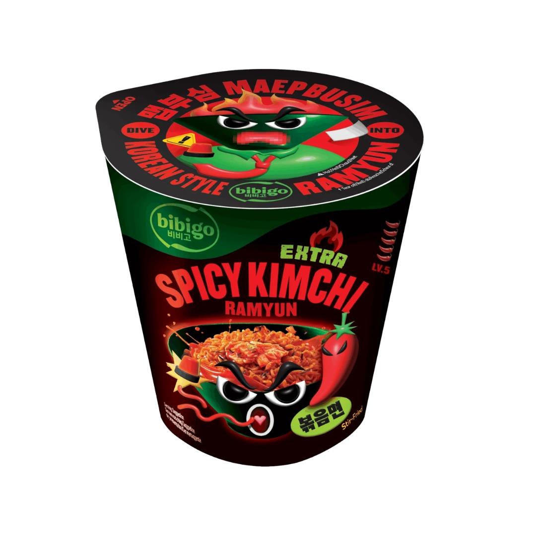 CJ Bibigo Korean Style Stir-Fried Cup Ramyun (Spicy Kimchi Flavour) - Best Before: 17/12/2026