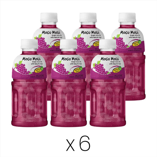 Mogu Mogu Grape Flavored Drink with Nata De Coco Multipack (Pack of 6)