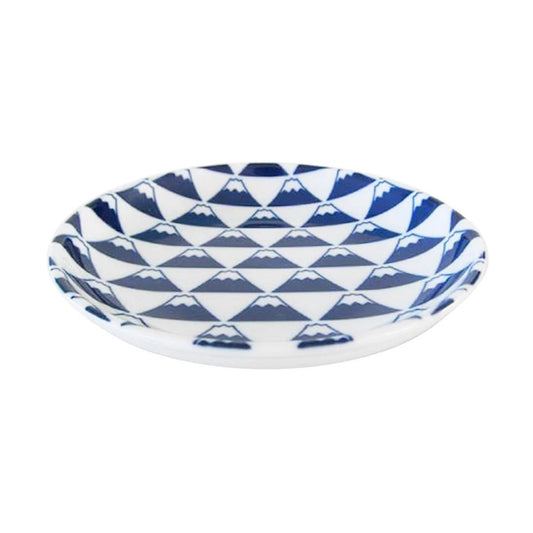 Plate with Mountain Fuji Pattern (Blue) 富士山食器