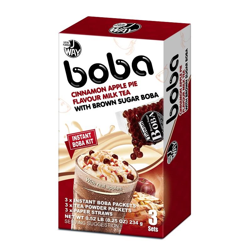 J-Way Brown Instant Boba Kit (Cinnamon Apple Pie Flavour Milk Tea with Brown Sugar Boba) (3 Sets) - Best Before: 02/10/2025