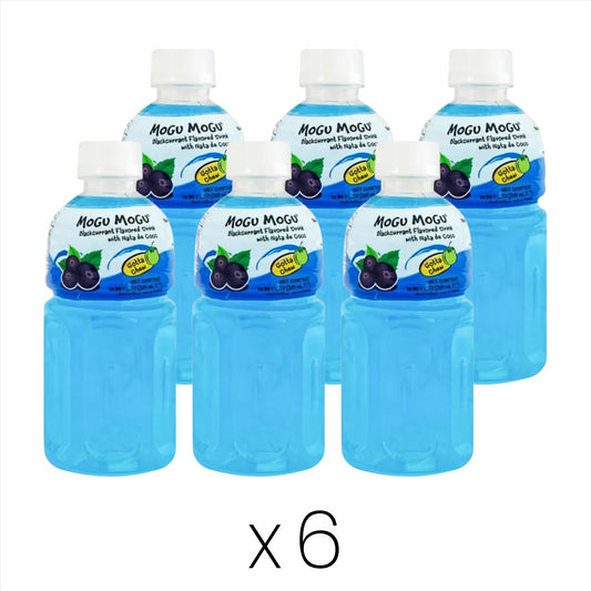 Mogu Mogu Blackcurrant Flavored Drink with Nata De Coco Multipack (Pack of 6)