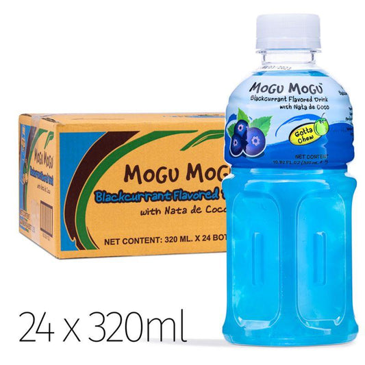 Mogu Mogu Blackcurrant Flavored Drink With Nata De Coco (Case of 24 bottles)