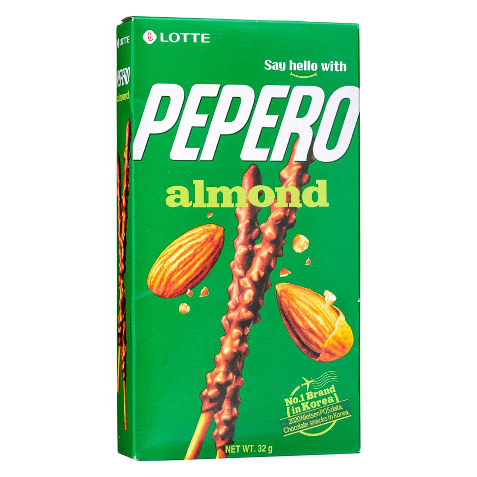 Lotte Pepero Biscuits Stick Coated with Chocolate Flavoured Cream & Almonds (Almond)