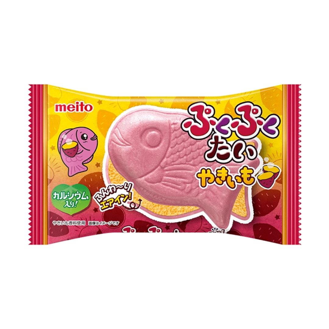 Meito Pukupuku Tai Monaka Fish Shape Wafer (Sweet Potato) ぷくぷくたい やきいも - Best Before: 31/10/2026