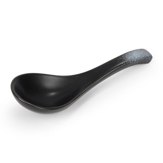 Japanese Matte Black Ceramic Soup Spoon