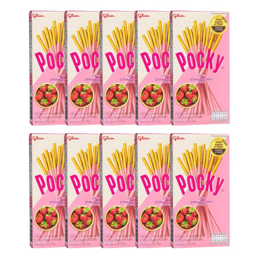 Glico Pocky Biscuit Sticks (Strawberry Flavour) (Pack of 10)